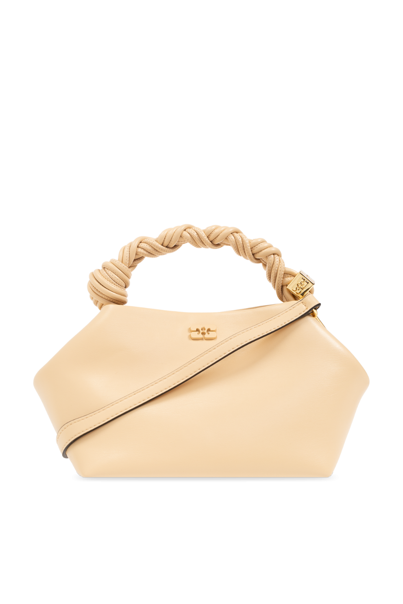ショルダーバッグ・ポシェット Ganni Sculptural Beige Shoulder Bag With Braided Handle Ganni Sculptural Beige Shoulder Bag With Braided Handle